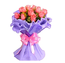 11枝粉色玫瑰-思念